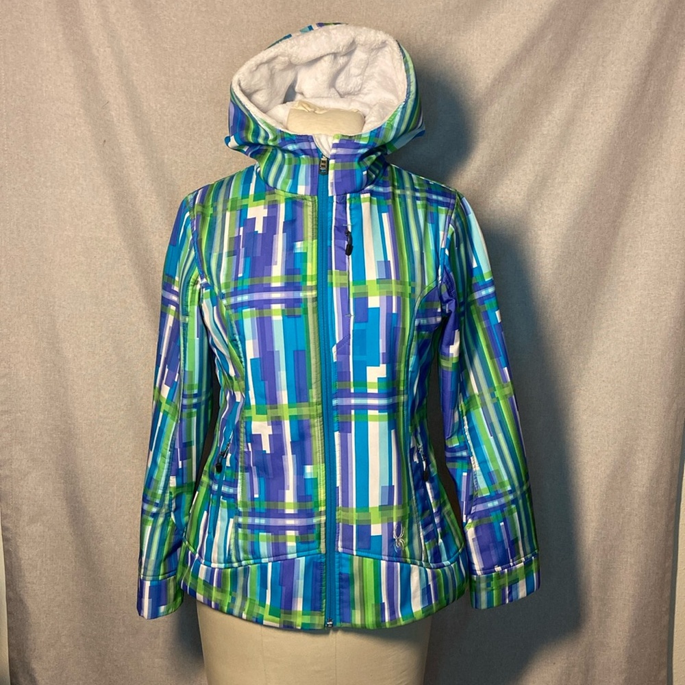 SPYDER WOMENS ARC HOODY SOFT SHELL JACKET. Size L/G
